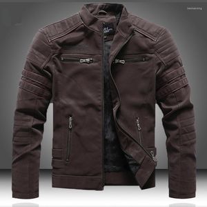 Hommes Vestes Hommes Manteau Court Automne Hiver Hommes Veste En Cuir Moto Slim Haute Qualité PU Manteaux Plus Velours