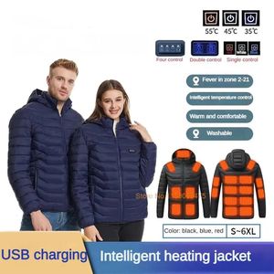 Vestes pour hommes Hommes Femmes Veste chauffante Veste d'hiver auto-chauffante à l'épreuve du froid Ski Vêtements chauffants USB 2-21 zones S-6XL Manteaux de randonnée lavés 231116