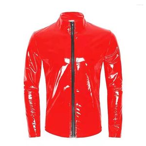 Vestes pour hommes Costume pour hommes Top Justaucorps Gym Discothèque PVC Cuir Party Brevet Sexy Brillant Légère Stretch Confortable