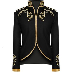 Jackets para hombres Hombres Gold Borded Court Prince Chaqueta de traje elegante Marca Slim Fit Steampunk Gothic Vintage Uniforme Disfraz Chaquetas Hombre 221121