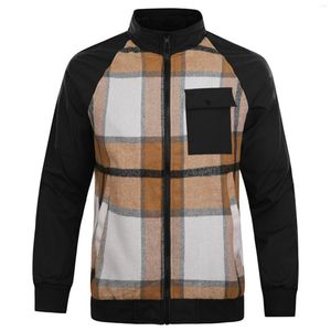 Chaquetas para hombres para hombre Retro Varsity Béisbol Unisex Chaqueta casual Hombre Manga larga Check Impreso Abrigo Outwear Hombres Patchwork Bomber