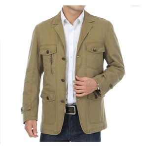 Vestes pour hommes Veste militaire Homme Cardigan boutonné à simple boutonnage Costume Style armée Manteaux d'hiver Homme Vêtements décontractés Vert Kaki Vintage