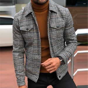 Vestes pour hommes Veste à carreaux Boutonné Casual Printemps Automne Hiver Travail Manteau Survêtement Revers Pour Mans Poches Sport En Plein Air Hommes Tops