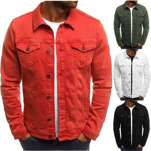 Chaquetas de hombre Rojo/Verde/negro/blanco/marrón Ripped Denim Jeans Jacket Hip-hop Street Casual Fashion Old Solid 3XL