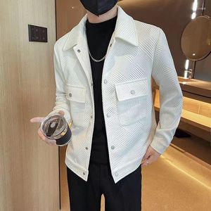 Hommes Vestes Printemps Automne Hommes Veste Trench-Coat Court Slim Fit Casual Manteaux Solide Couleur Steetwear Coupe-Vent Col Rabattu Outwear