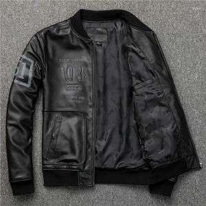 Chaquetas para hombres Primavera Ropa de cuero real Ropa de motocicleta Amekaji Use Chaqueta casual americana Abrigo corto de piel de oveja