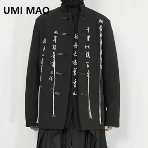 Vestes masculines umi mao veste décontractée originale style chinois stand up collier calligraphie broderie blazers ajustement en vrac