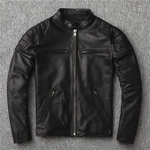 Chaquetas para hombres de piel de cabra no recubrida ropa de cuero real de cuero de motocicleta chaqueta corta chaqueta corta y abrigo de otoño