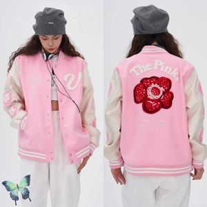 Chaquetas de hombre Vandythepink El mago de Oz Stand Collar Bordado Rose Leather Sleeve Patchwork Baseball Jacket T221202