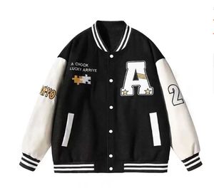 Vestes pour hommes Vintage Veste Baseball Dessin Animé Broderie Street Wear Varsity Y2k Manteau Hommes Hiver En Cuir ManchesHommes