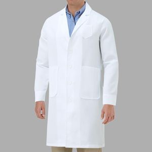 Vestes pour hommes Uniformes blancs Manteau Hommes Vêtements de travail Professionnel Pleine longueur 3 Poches Unisexe Lab Scrubs