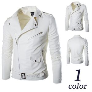 Chaquetas para hombres Venta al por mayor-Chaqueta de gamuza para motocicleta para hombre Estilo sólido Rojo Negro Blanco Chaquetas de cuero de imitación Hombres Coreano Slim Fit Marca masculina Punk Man Coat 240314