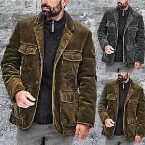 Chaquetas de hombre Abrigo con botones de invierno Solapa Chaqueta gruesa de manga larga sin capucha para hombres Ropa deportiva