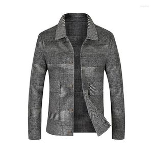 Chaquetas para hombre, chaqueta de invierno, ropa coreana 2023, otoño y moda, abrigos de lana informales de negocios a cuadros para hombre