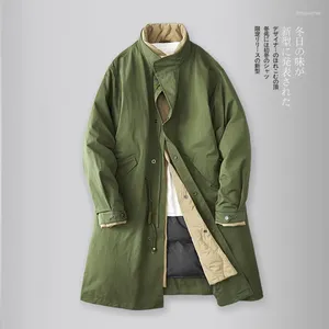 Vestes pour hommes hiver japonais rétro long coupe-vent veste armée vert manteau plus taille parka automne bouffant pardessus