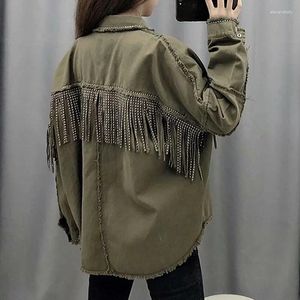 Chaquetas para hombres Mujeres Vintage Borla Denim Chaqueta Abrigo 2023 Moda Fringe Con cuentas sueltas Manga larga Damas Frayed Trim Outerwear Chaqueta