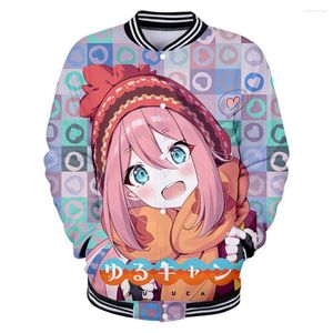 Chaquetas para hombres Yuru Camp Anime Béisbol Mujeres/Hombres Moda Chaqueta de manga larga Impresiones 3D Ropa de calle