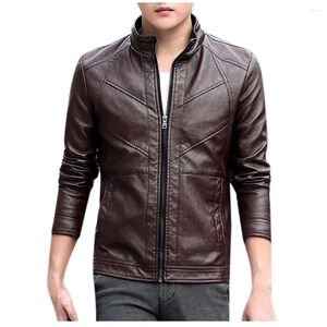 Chaquetas para hombre Suéter con cremallera Chaqueta de cuero de invierno Cremallera para hombre Blusas de manga larga Abrigo Abrigos de lana para motocicleta