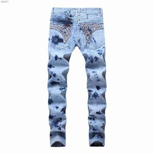 Jeans pour hommes 2019 vente chaude Mens Straight Slim Fit Biker Jeans Avec Zip vêtements pour hommes Distrressed Hole Streetwear Style luxe Robin Jeans L230520