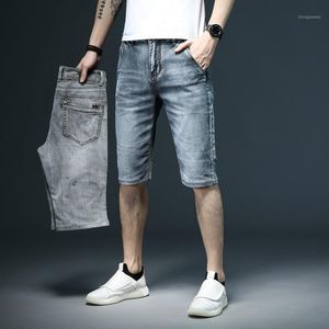 Jeans para hombres 2022 Verano Slim Fit Moda corta Algodón Stretch Vintage Denim Shorts Gris Azul Pantalones Ropa de marca masculina