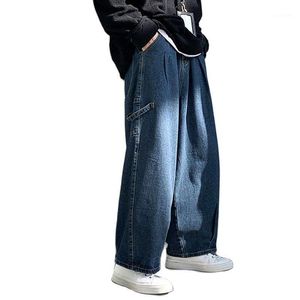 Pantalones vaqueros de pierna ancha para hombre, trapeador Retro puro, moda Harajuku, ocio suelto con ropa de calle, S-3XL Hipster alto