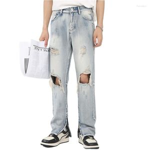 Jeans masculin 2023 Bonne qualité Vintage Ripped Trou Difflé Men de détresse Femmes Lavage de la cheville Pung Punk Hip Hop Pantalon