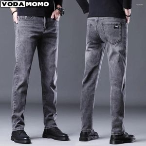 Jeans para hombres 2024 Primavera y otoño Moda clásica Color sólido Elástico Pequeño Pie Pantalones Casual Comodidad de alta calidad