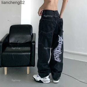 Los pantalones vaqueros de los hombres Los más vendidos Retro Bordado Jeans Streetwear Baggy Slouchy Jeans Ropa Hombres Y2k Pantalones de pierna ancha rectos sueltos de alta calidad W0223