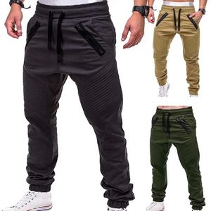 Jeans pour hommes pantalons décontractés vêtements noués à la cheville rayures sportives poches zippées pantalons de sport longs doux pour la peau