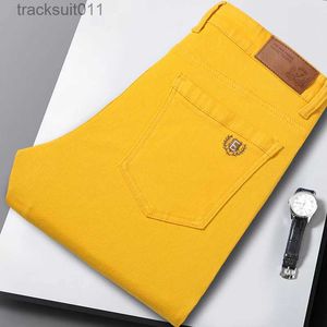 Jeans pour hommes Style classique hommes rouge jaune rose jean mode affaires décontracté droit Denim Stretch pantalon marque pantalon L230926