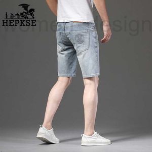 Jeans para hombres Diseñador AM Home Hong Kong Marca de moda de gama alta Pantalones cortos de mezclilla Medio estiramiento Coreano Slim Fit Barril recto Pantalones impresos simples 8FOC