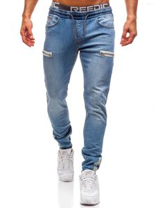 Jeans pour hommes Mode Denim Pantalon Coton Doux Tissu Givré Fermeture À Glissière Conception Sport Slim Pantalon Décontracté