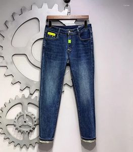 Jeans pour hommes Pantalons de mode Élastique 2024 Automne Confortable Slim Fit Denim Jambe droite Boucle en métal