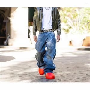 Jeans pour hommes Firmranch 2023 bleu torsion ondulé bande Baggy pour hommes femmes surdimensionné Long Denim pantalon Hip Hop Streetwear pantalon