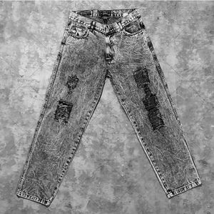 Jeans para hombres Jeans rasgados desgastados grises para hombres y mujeres Y2k Street Wear Punk Hip Hop Jeans Ropa de talla grande Pantalones para trapear el piso 230904