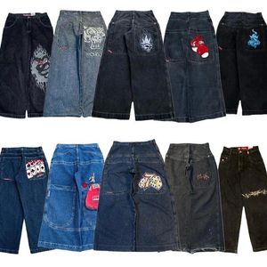Jeans masculin Harajuku hip hop rétro rétro graphique graphique brodé pantalon denim baggy hommes femmes
