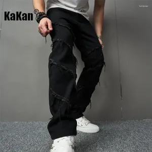 Jeans pour hommes Kakan européen et américain personnalisé brodé pour hommes style droit décontracté long K9-2321