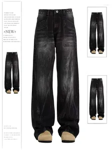 Jeans pour hommes Hommes Noir Gothique Cargo Baggy Vintage Y2k Denim Pantalon Esthétique Harajuku Oversize Cowboy Pantalon Trashy Vêtements