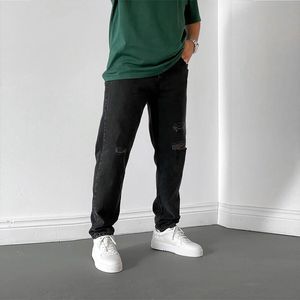 Jeans para hombres Hombres Pantalones masculinos Diseño simple Alta calidad Rasgado Color puro Pantalones de mezclilla elásticos Cintura casual Pantalón lápiz para correr