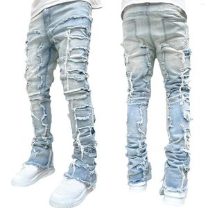 Jeans pour hommes Déchiré Empilé En détresse Détruit Skinny Demin Pantalon Slim Fit Pantalon Esthétique Fée Shorts Streetwear