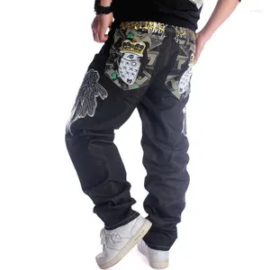 Jeans para hombres para hombre Baggy Straight Skateboard Wing Bordado Pierna ancha Pantalones de mezclilla Hip Hop Moda Street Dance Rap
