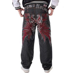 Jeans para hombres Mens Top Rushed Stripe Loose Hip Hop Hombres Impreso Hiphop Demin Pantalones Pantalones Bordados Alas de flores 221130