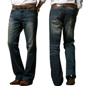 Jeans pour hommes Micro évasé des hommes Boot Cut Denim Pantalon taille moyenne Slim confortable classique rétro bleu mâle pantalon taille 28 40 230906