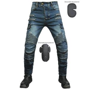 Pantalones vaqueros para hombre, pantalones de moto ajustados con cremallera, pantalones de ciclismo elásticos para motorista con equipo de protección XXS-4XL