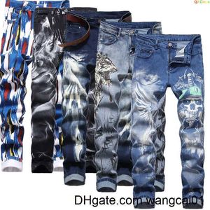 Jeans pour hommes grande taille Jeans pour hommes 3D impression numérique pantalon en denim extensible bleu noir blanc pantalons hommes mode pantalons 28-34 36 38 40 42 0408H23