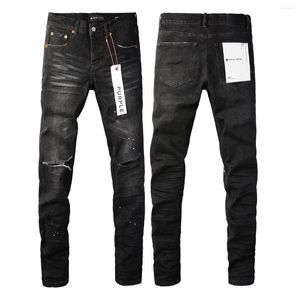 Jeans masculins pourpre marque haute rue peinture noire à point couteau coupé trous coupé pantalon 2024 Fashion Trend Quality