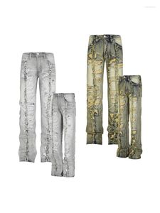 Jeans masculin R69 Retro Hourde Industries Destruction Design Automn Hiver High Street Ripped Slim Bootcut Skinny Hommes