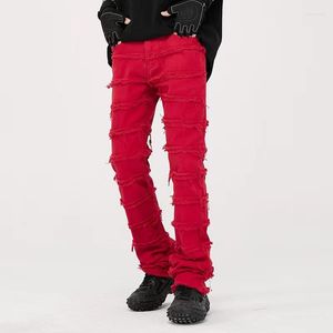 Jeans pour hommes Red Men American High Street Hip-hop Straight Leg Micro Flare Pants