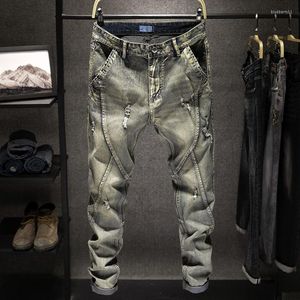 Jeans pour hommes rétro été déchiré section mince ample grande taille 28-44 pantalon en jean