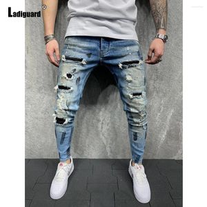 Jeans pour hommes Sexy Cut Out Denim Pantalons Hommes Casual Skinny Demin Street Wear 2024 Style européen et américain Fashion Hole Ripped Pantalon